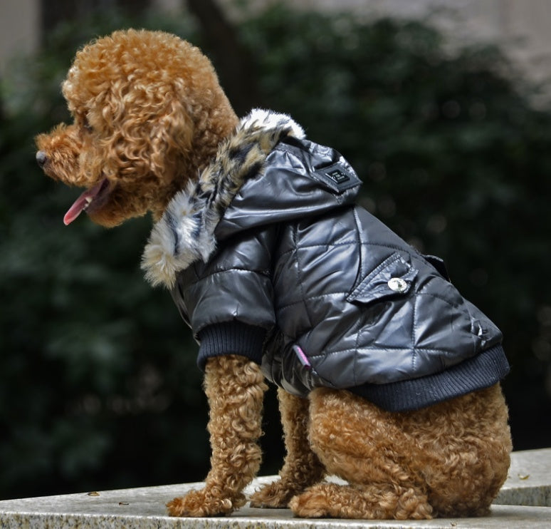 Dog autumn and winter fur collar coat