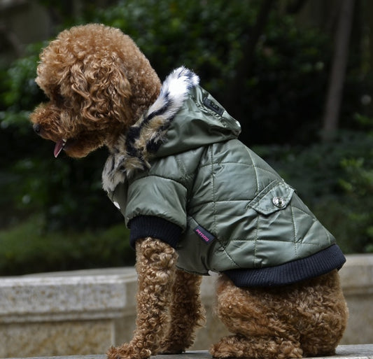 Dog autumn and winter fur collar coat