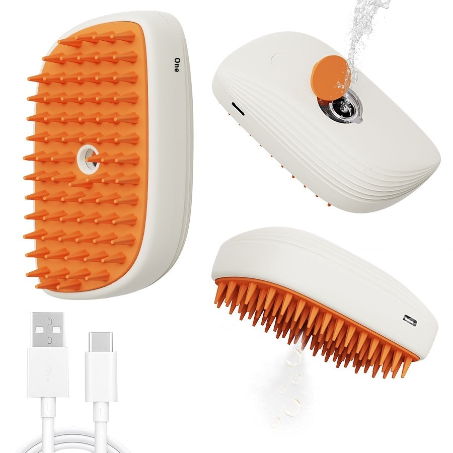 USB Rechargeable Pets Steam Brush Spray Massage Comb