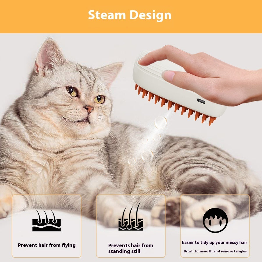 USB Rechargeable Pets Steam Brush Spray Massage Comb